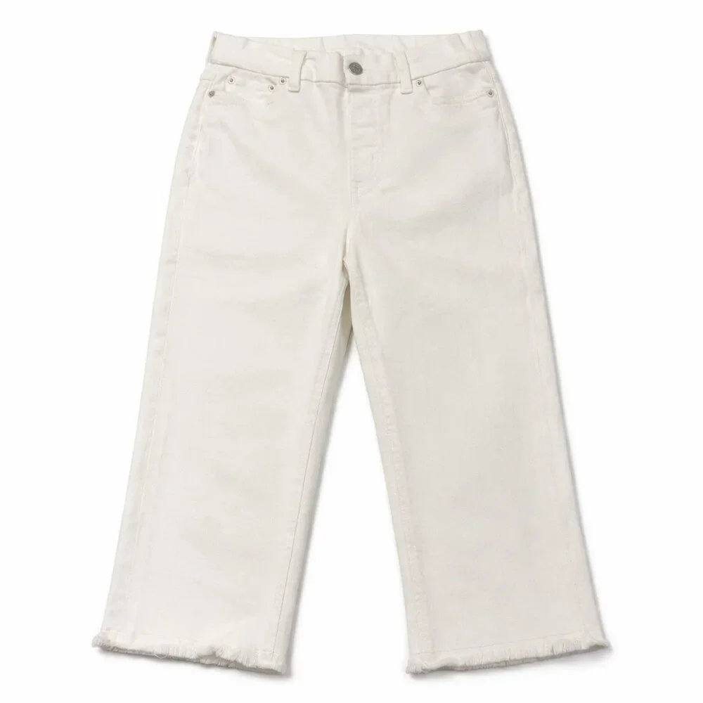 Denim & Co White High Rise Crop Jeans Raw Frayed Hem Size 4